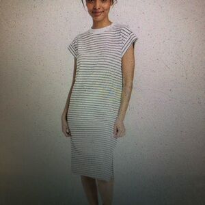 LOT OF 2! Target Midi Dress Large, Size Large. one Black, one striped. 2024.